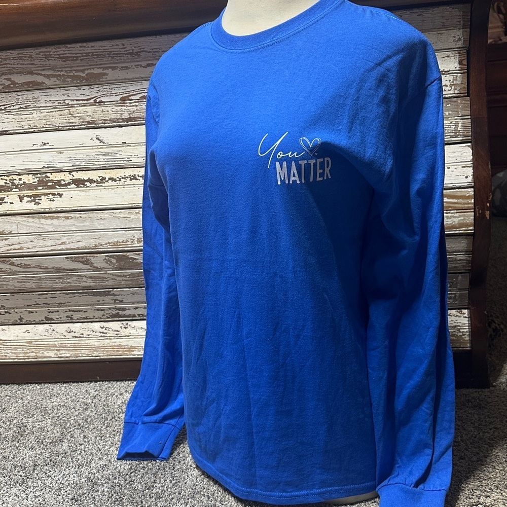 NEW PORT & COMPANY You Matter blue long sleeve tee